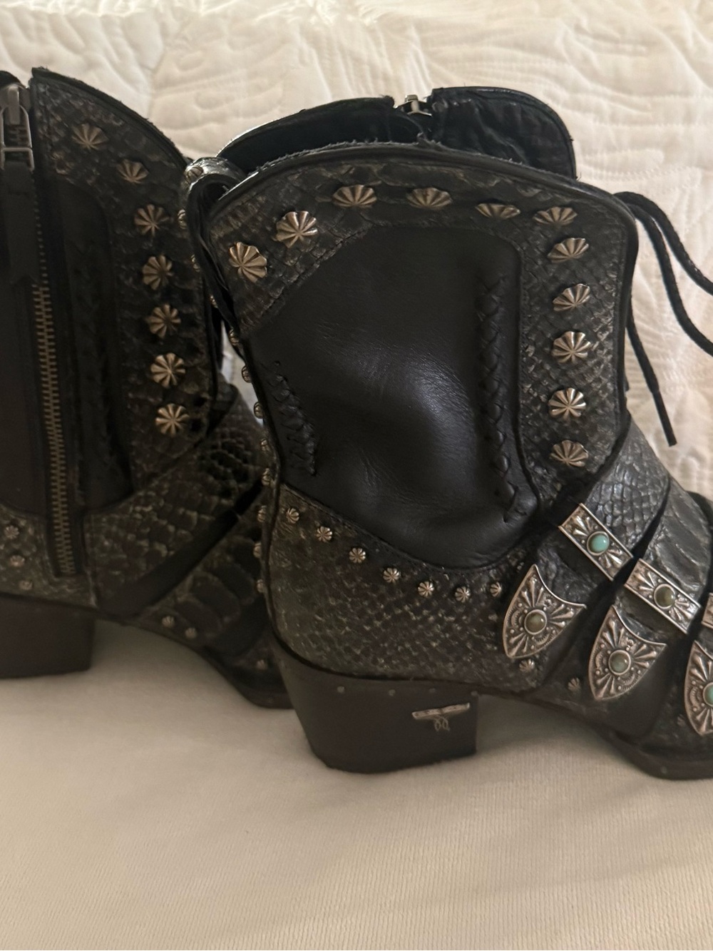 Black SHOWDOWN BOOTIE Studded Western Ankle Boots - Picture 2 of 8